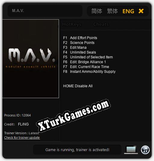M.A.V.: Trainer +8 [v1.8]