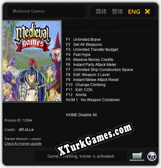 Medieval Games: Trainer +13 [v1.2]