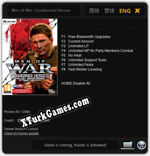 Men of War: Condemned Heroes: Trainer +8 [v1.1]