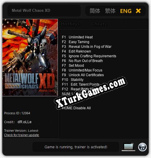 Metal Wolf Chaos XD: Trainer +13 [v1.3]