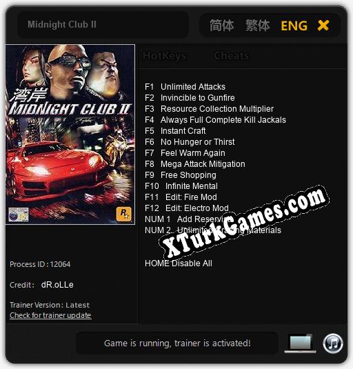 İçin Trainer’ı Çıktı Midnight Club II [v1.0.3]