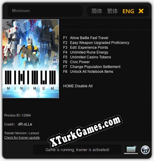 İçin Trainer’ı Çıktı Minimum [v1.0.6]