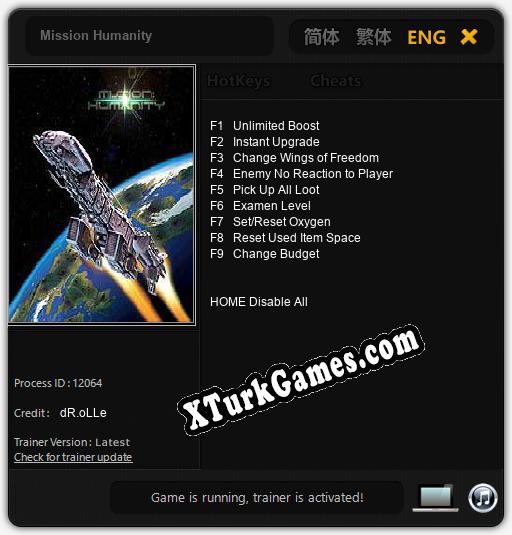 Mission Humanity: Trainer’ı (V1.0.16)