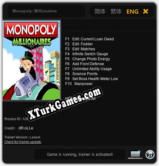 İçin Trainer’ı Çıktı Monopoly: Millionaires [v1.0.9]