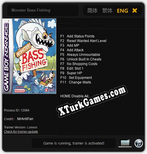 Monster Bass Fishing: Trainer +11 [v1.7]