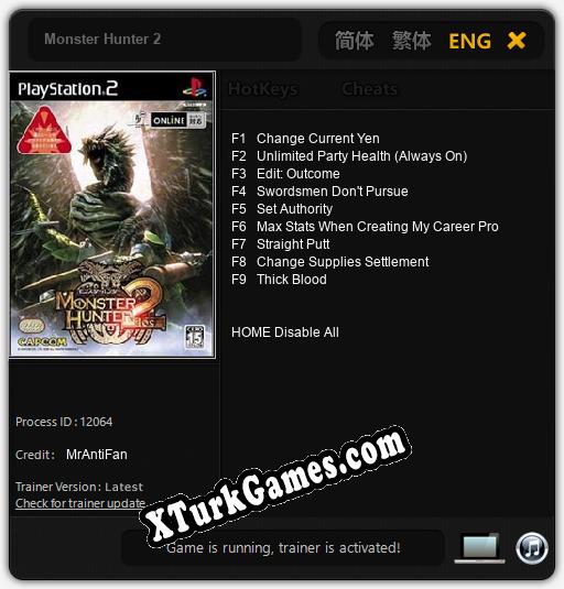 İçin Trainer’ı Çıktı Monster Hunter 2 [v1.0.1]