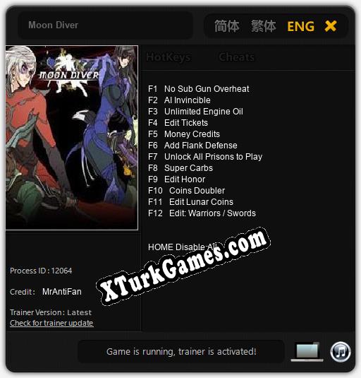 Moon Diver: Trainer +12 [v1.8]