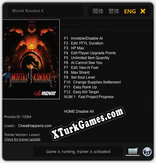 Mortal Kombat 4: Trainer’ı (V1.0.34)