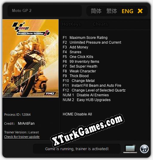 Moto GP 2: Cheats, Trainer +14 [MrAntiFan]