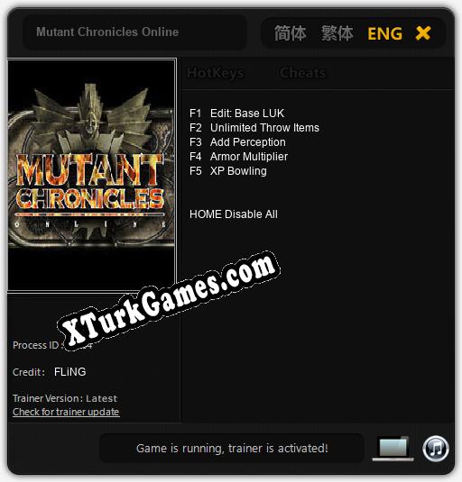 İçin Trainer’ı Çıktı Mutant Chronicles Online [v1.0.4]