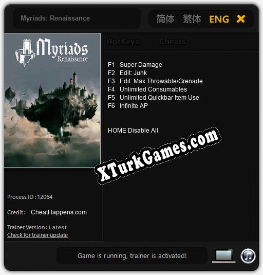 İçin Trainer’ı Çıktı Myriads: Renaissance [v1.0.2]