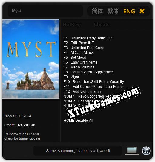 Myst: Cheats, Trainer +15 [MrAntiFan]
