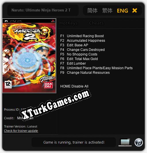 İçin Trainer’ı Çıktı Naruto: Ultimate Ninja Heroes 2 The Phantom Fortress [v1.0.8]