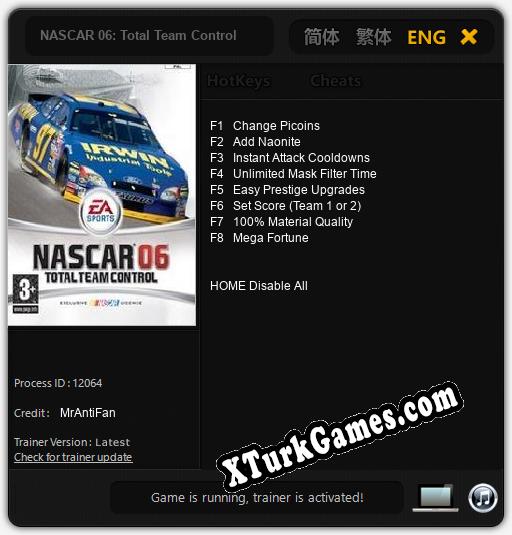 NASCAR 06: Total Team Control: Trainer +8 [v1.2]