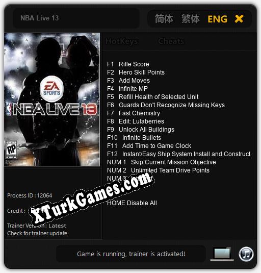NBA Live 13: Trainer +15 [v1.7]