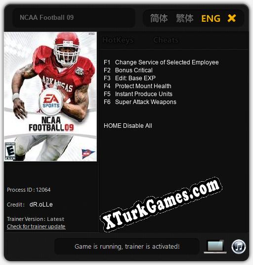 NCAA Football 09: Trainer’ı (V1.0.91)