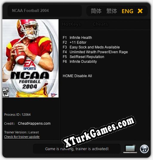 NCAA Football 2004: Cheats, Trainer +6 [CheatHappens.com]