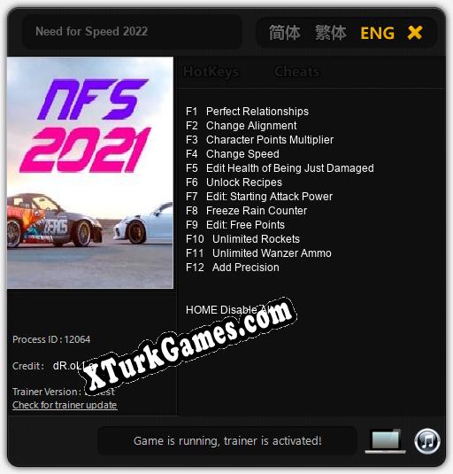 Need for Speed 2022: Cheats, Trainer +12 [dR.oLLe]