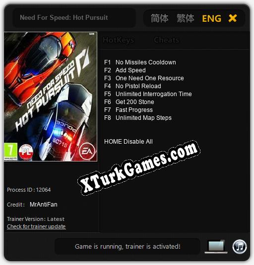 İçin Trainer’ı Çıktı Need For Speed: Hot Pursuit [v1.0.5]