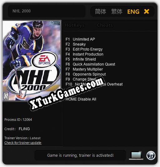 NHL 2000: Trainer +10 [v1.6]