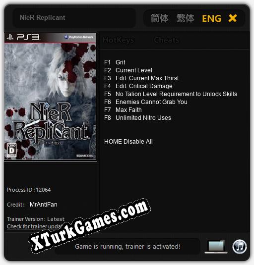 NieR Replicant: Trainer’ı (V1.0.65)
