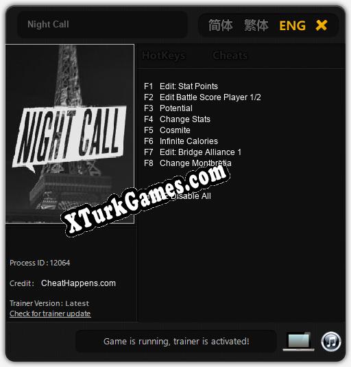 İçin Trainer’ı Çıktı Night Call [v1.0.4]