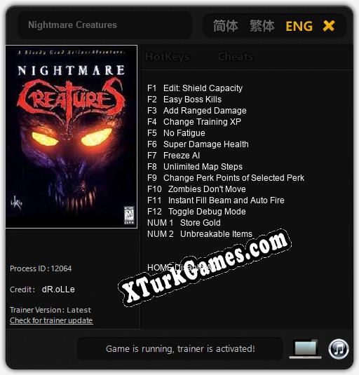 Nightmare Creatures: Cheats, Trainer +14 [dR.oLLe]