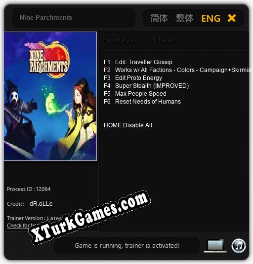 İçin Trainer’ı Çıktı Nine Parchments [v1.0.3]