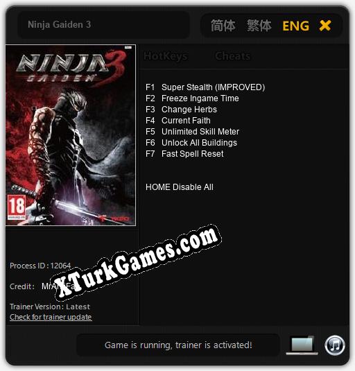 Ninja Gaiden 3: Trainer’ı (V1.0.1)
