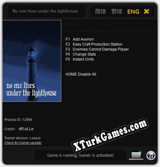 İçin Trainer’ı Çıktı No one lives under the lighthouse [v1.0.2]