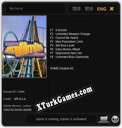 NoLimits: Trainer +8 [v1.6]