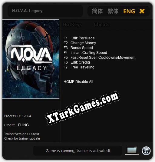 İçin Trainer’ı Çıktı N.O.V.A. Legacy [v1.0.9]