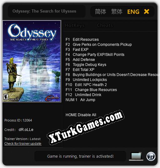 Odyssey: The Search for Ulysses: Trainer’ı (V1.0.22)