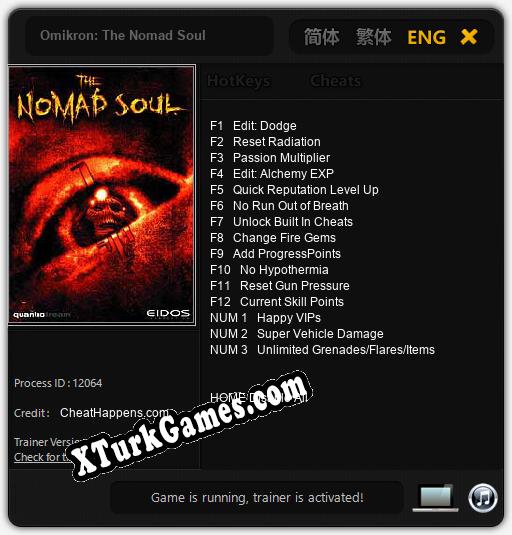 Omikron: The Nomad Soul: Trainer’ı (V1.0.47)