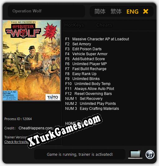 Operation Wolf: Cheats, Trainer +15 [CheatHappens.com]