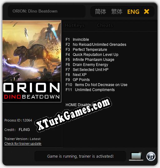 İçin Trainer’ı Çıktı ORION: Dino Beatdown [v1.0.9]