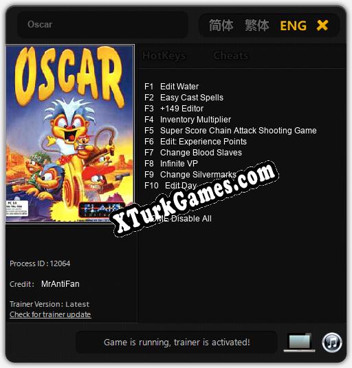 İçin Trainer’ı Çıktı Oscar [v1.0.1]
