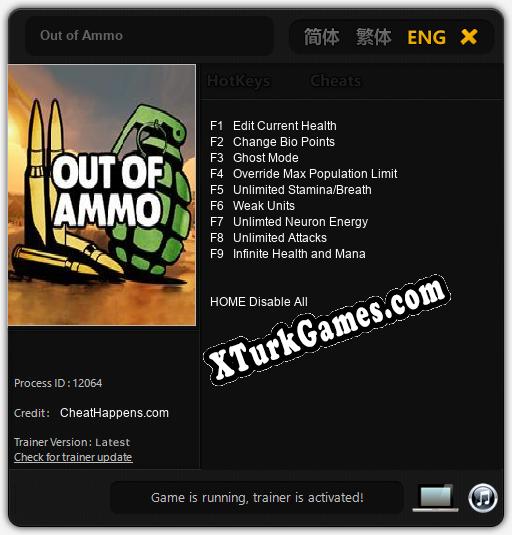 İçin Trainer’ı Çıktı Out of Ammo [v1.0.7]