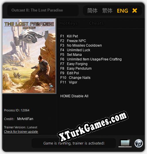 Outcast II: The Lost Paradise: Trainer’ı (V1.0.70)