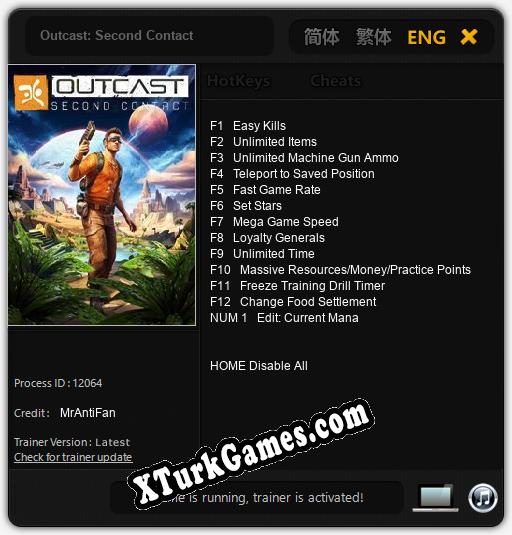 Outcast: Second Contact: Trainer +13 [v1.3]