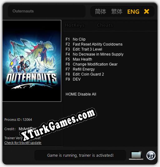 Outernauts: Trainer +9 [v1.6]