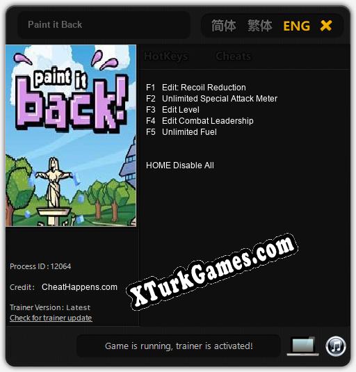 İçin Trainer’ı Çıktı Paint it Back [v1.0.3]