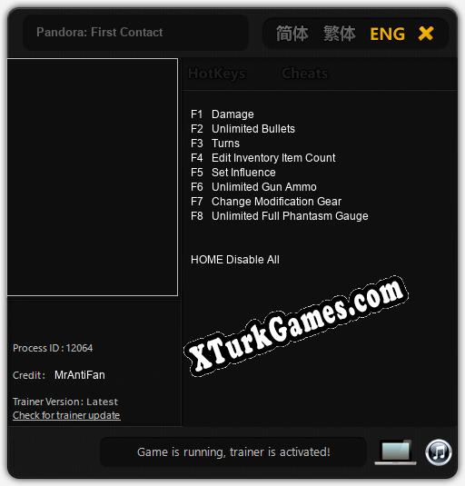 Pandora: First Contact: Trainer +8 [v1.8]