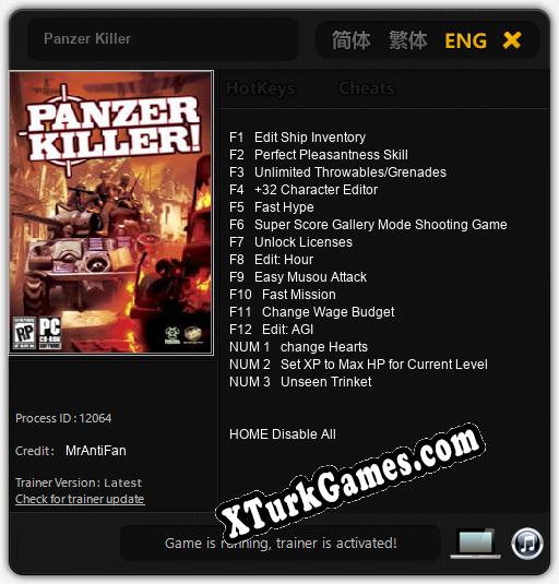 Panzer Killer: Trainer’ı (V1.0.29)