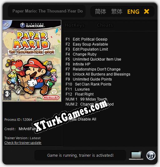Paper Mario: The Thousand-Year Door: Cheats, Trainer +14 [MrAntiFan]