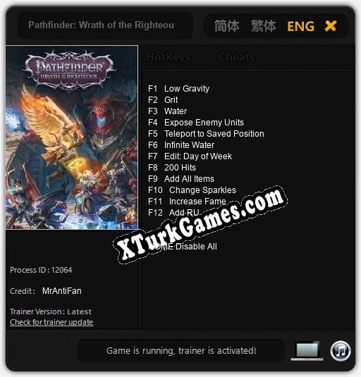 Pathfinder: Wrath of the Righteous: Trainer +12 [v1.8]