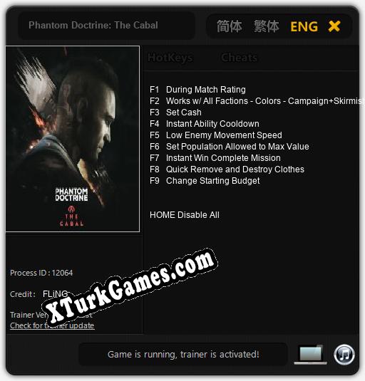 Phantom Doctrine: The Cabal: Trainer +9 [v1.6]