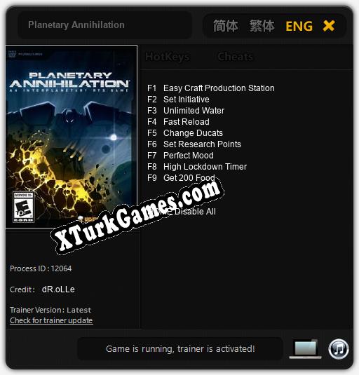 İçin Trainer’ı Çıktı Planetary Annihilation [v1.0.5]