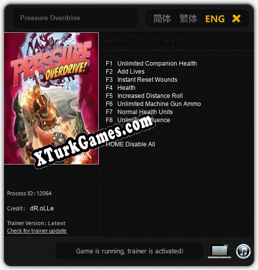 Pressure Overdrive: Cheats, Trainer +8 [dR.oLLe]