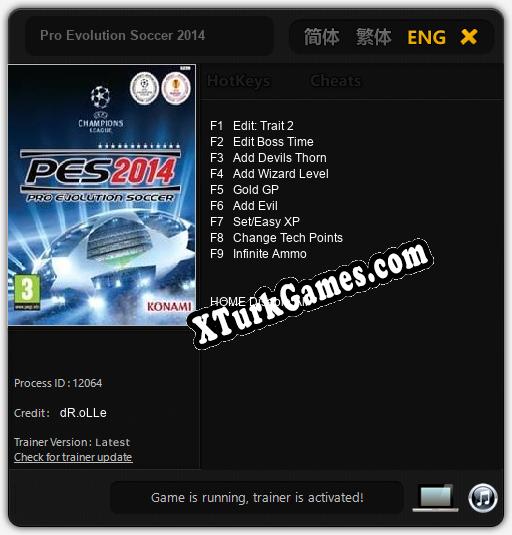 Pro Evolution Soccer 2014: Trainer +9 [v1.1]